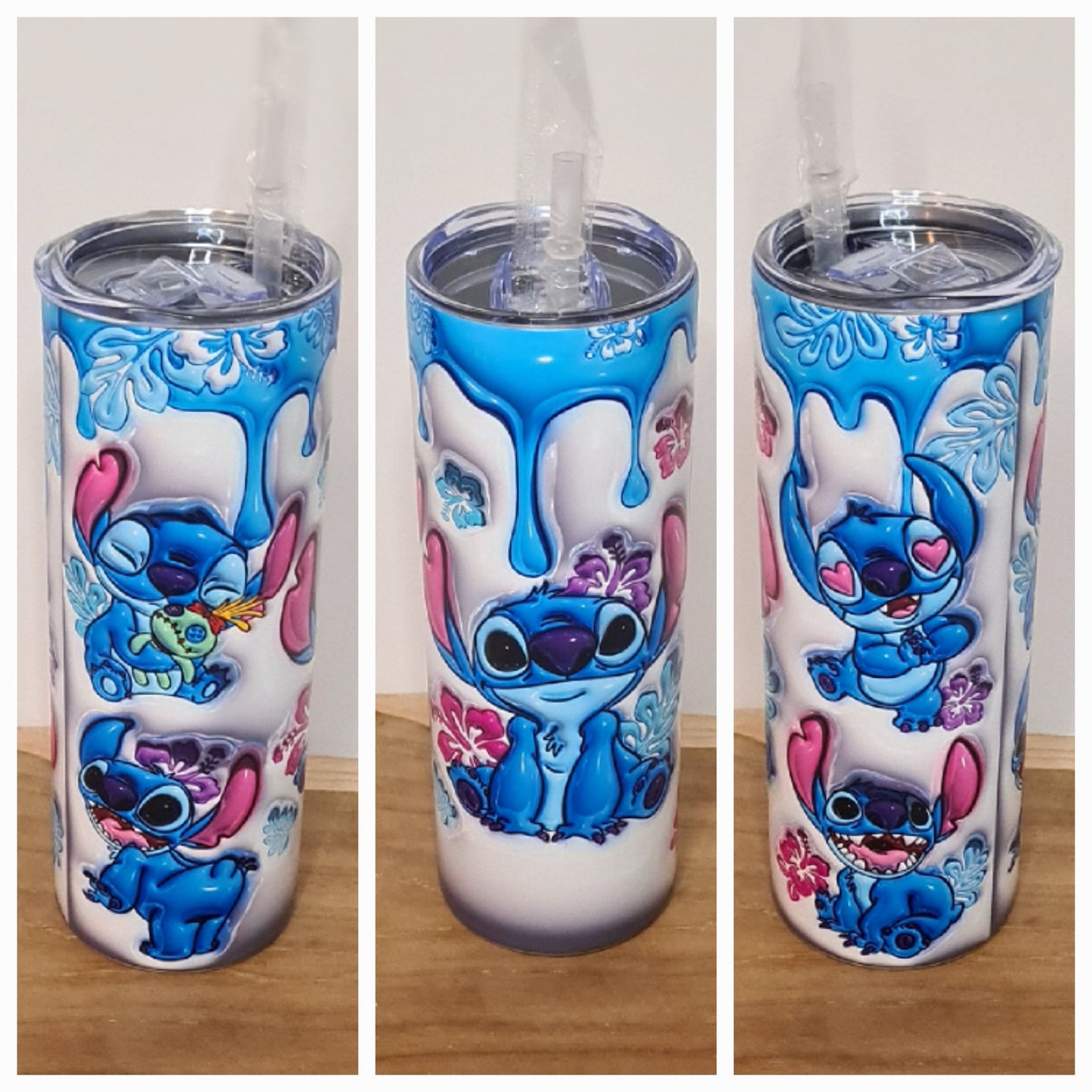 Tumbler stitch white and blue
