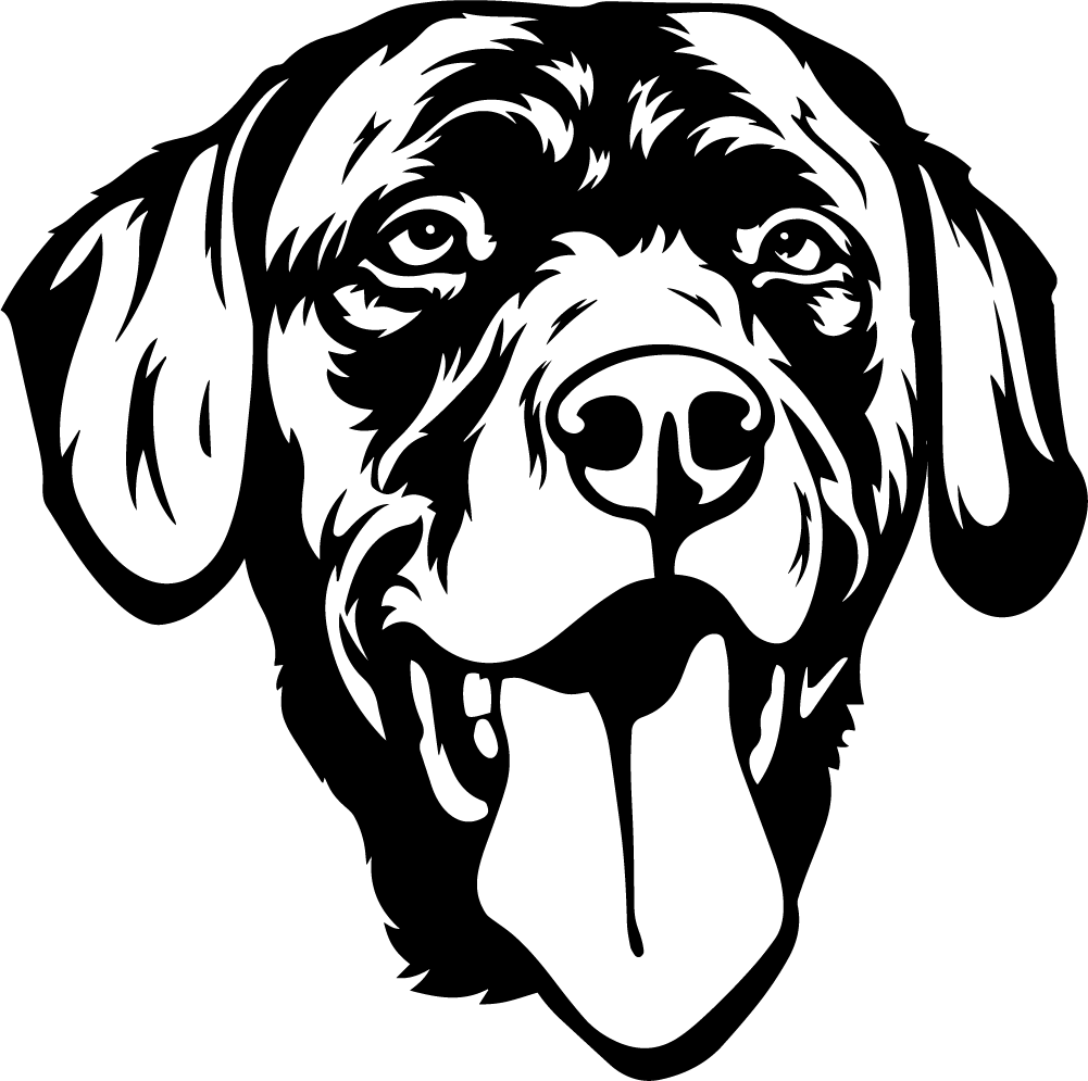 Sticker of a dog with its tongue sticking out.