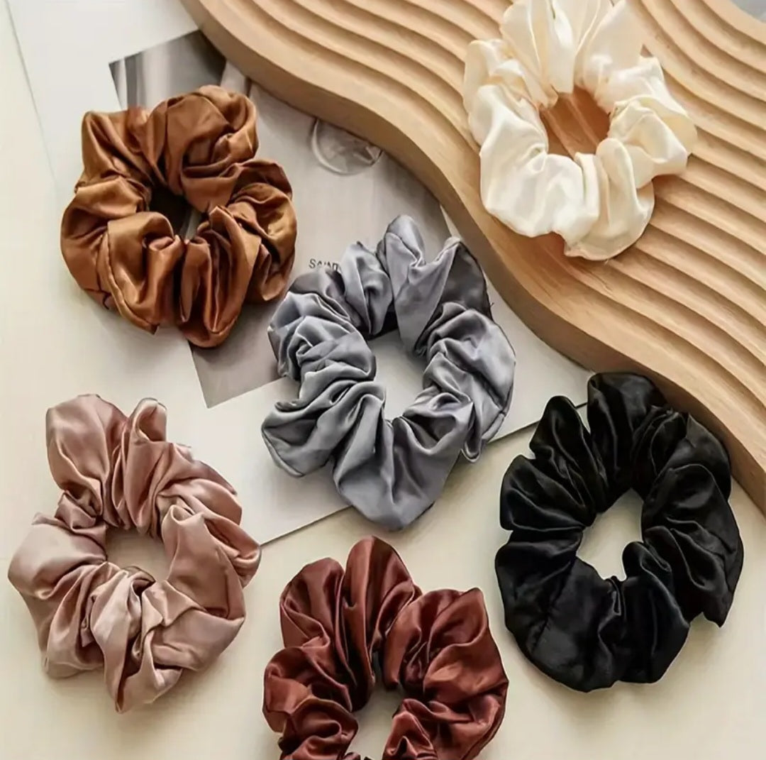 Set of 6 luxury large scrunchies
