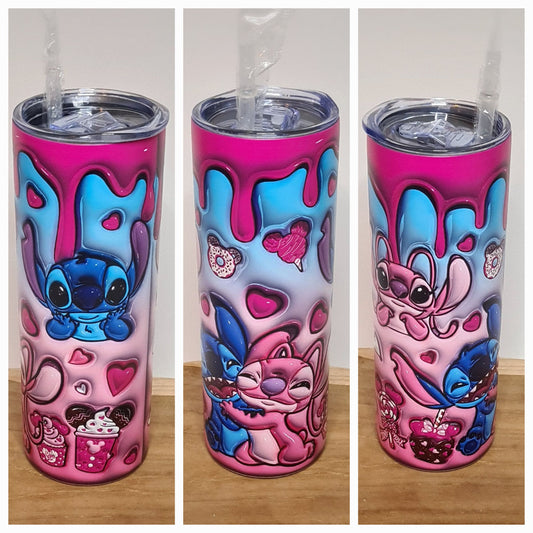 Tumbler Angel &amp; Stitch Dark Pink