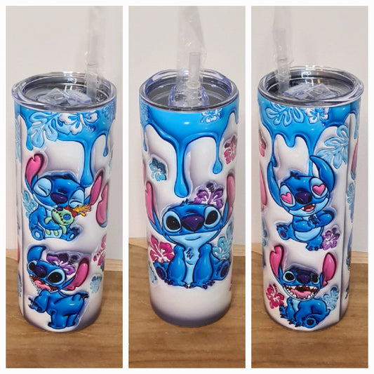 Tumbler stitch white and blue