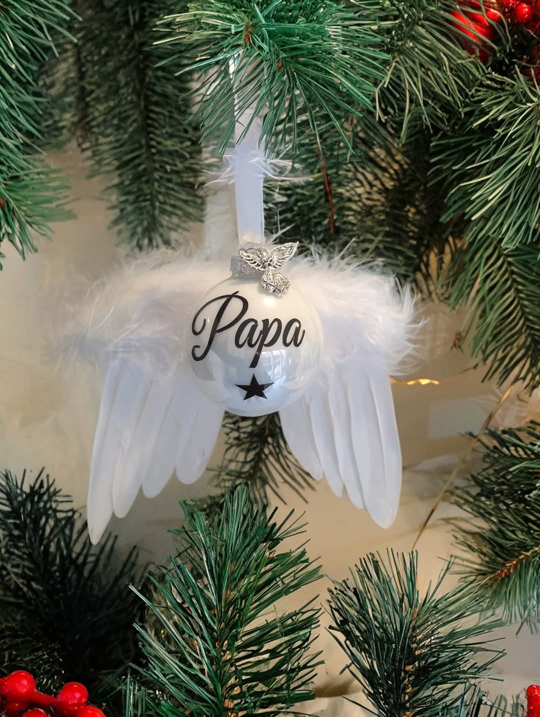 Memorial Christmas Ornament on Wings
