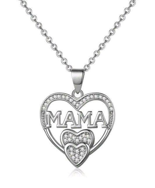 Silver-colored necklace, Mom