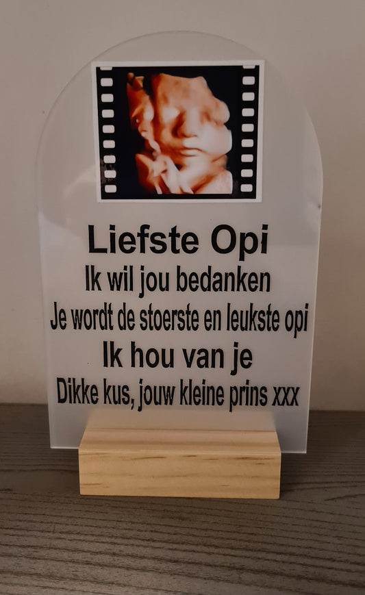 Acryl op standaard met foto