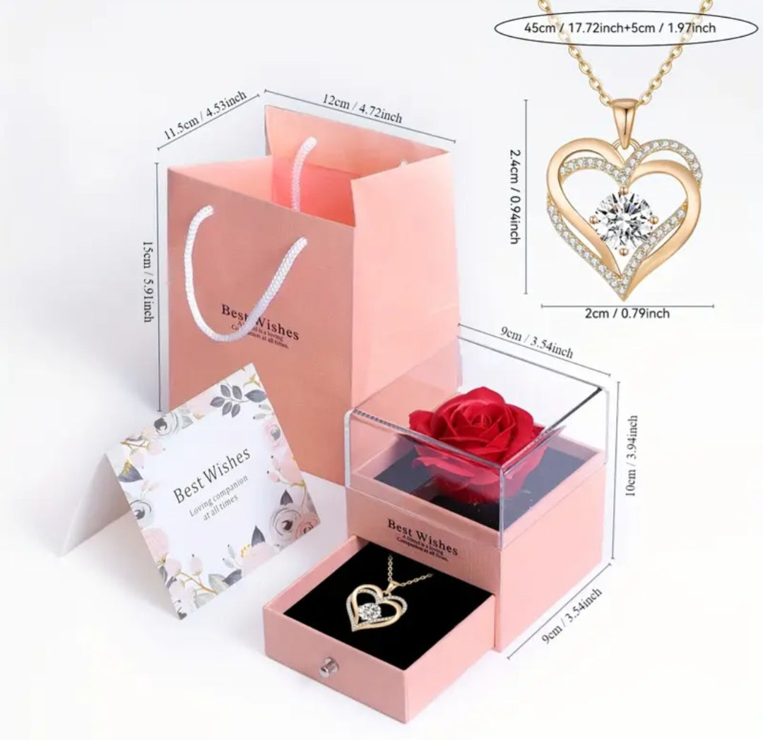 Roze giftset incl. halsketting